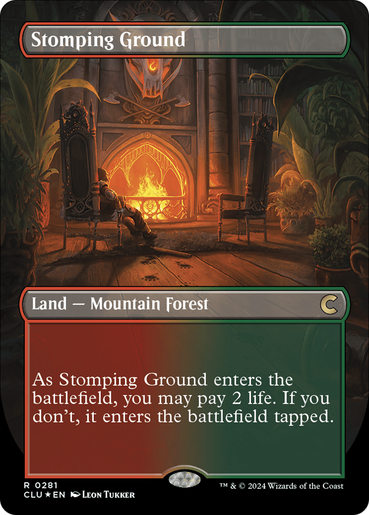 {R} Stomping Ground (Borderless) [Ravnica: Clue Edition][CLU 281]