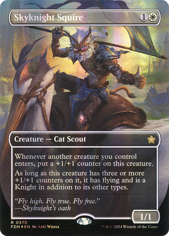 {@R} Skyknight Squire (Borderless) (Mana Foil) [Foundations][FDN 370]