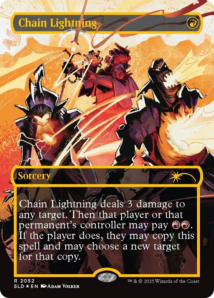 Chain Lightning (2052) (Raised Foil) [SLD 2052]  (Borderless) Foil