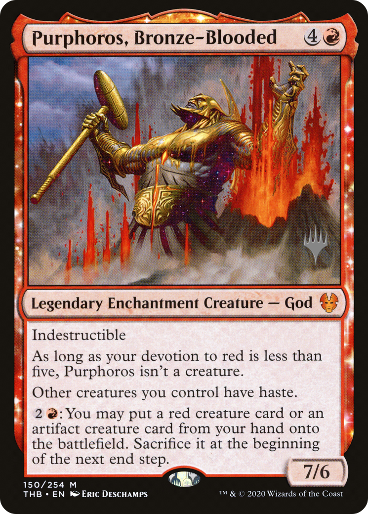 {R} Purphoros, Bronze-Blooded (Promo Pack) [Theros Beyond Death Promos][PP THB 150]