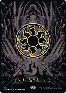 {B} Plains (365) (Oil Slick Raised Foil) [Phyrexia: All Will Be One][ONE 365]