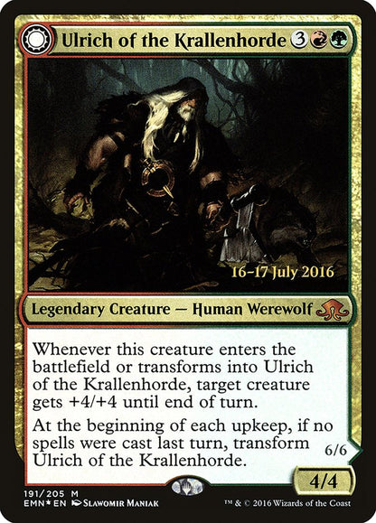 {R} Ulrich of the Krallenhorde // Ulrich, Uncontested Alpha [Eldritch Moon Prerelease Promos][PR EMN 191] - Misty Mountain Games