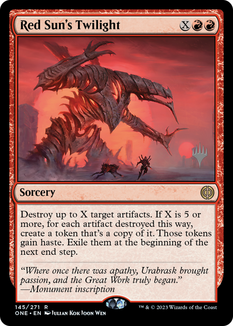 {R} Red Sun's Twilight (Promo Pack) [Phyrexia: All Will Be One Promos][PP ONE 145]