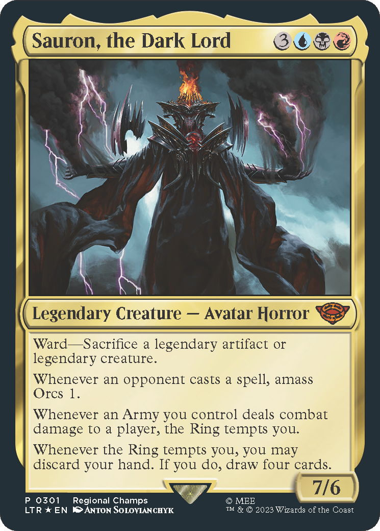 {R} Sauron, the Dark Lord (Regional Champs) [Pro Tour Promos][PR LTR 301]