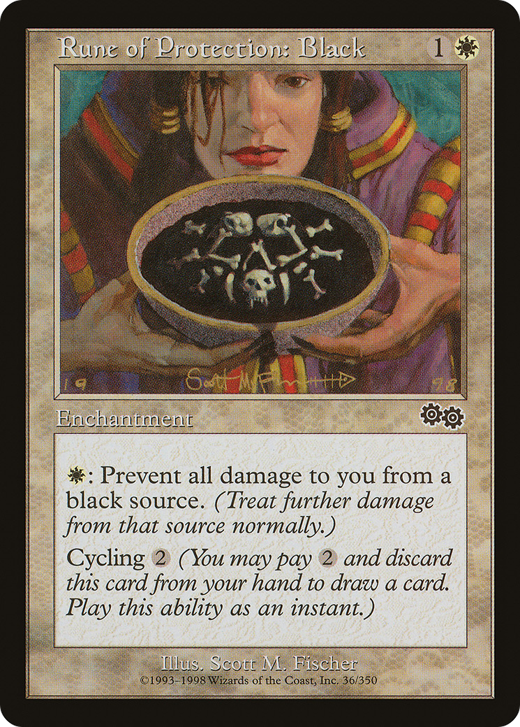 {C} Rune of Protection: Black [Urza's Saga][USG 036]