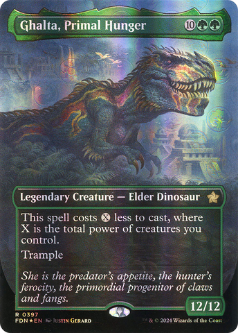 {@R} Ghalta, Primal Hunger (Borderless) (Mana Foil) [Foundations][FDN 397]