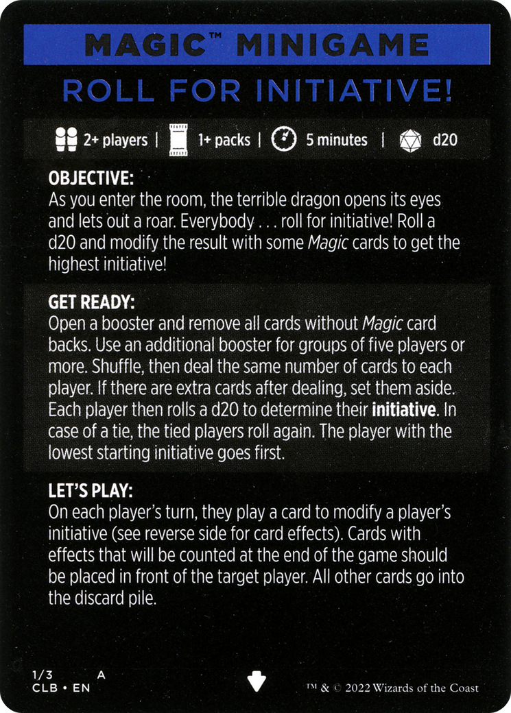 {C} Roll for Initiative! (Magic Minigame) [Commander Legends: Battle for Baldur's Gate Minigame][CLB 001]