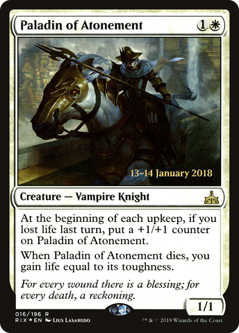 {R} Paladin of Atonement [Rivals of Ixalan Prerelease Promos][PR RIX 016]