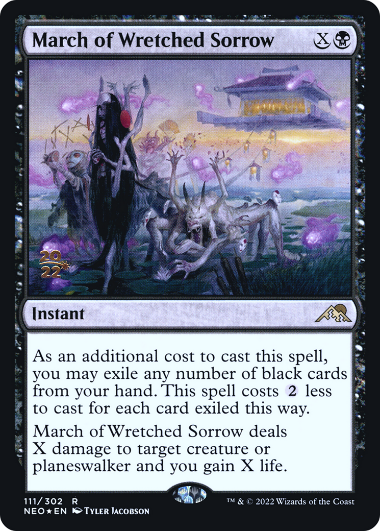{R} March of Wretched Sorrow [Kamigawa: Neon Dynasty Prerelease Promos][PR NEO 111]