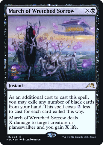 {R} March of Wretched Sorrow [Kamigawa: Neon Dynasty Prerelease Promos][PR NEO 111]