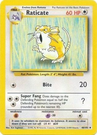 [PKM-C] Raticate (40/102) [Base Set Unlimited]