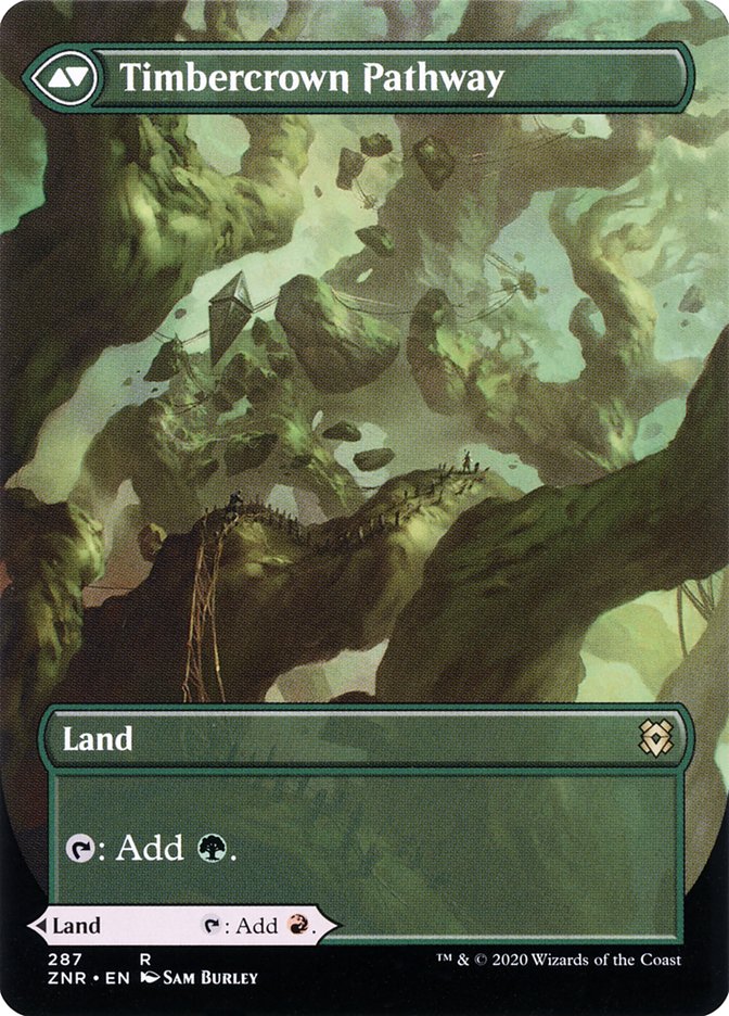 {R} Cragcrown Pathway // Timbercrown Pathway (Borderless Alternate Art) [Zendikar Rising][ZNR 287]