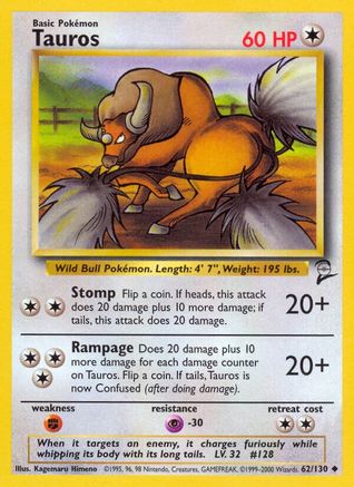 [PKM] Tauros (62/130) [Base Set 2]