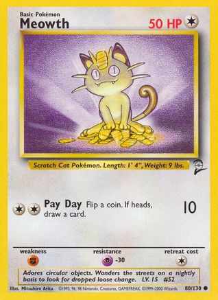 [PKM] Meowth (80/130) [Base Set 2]