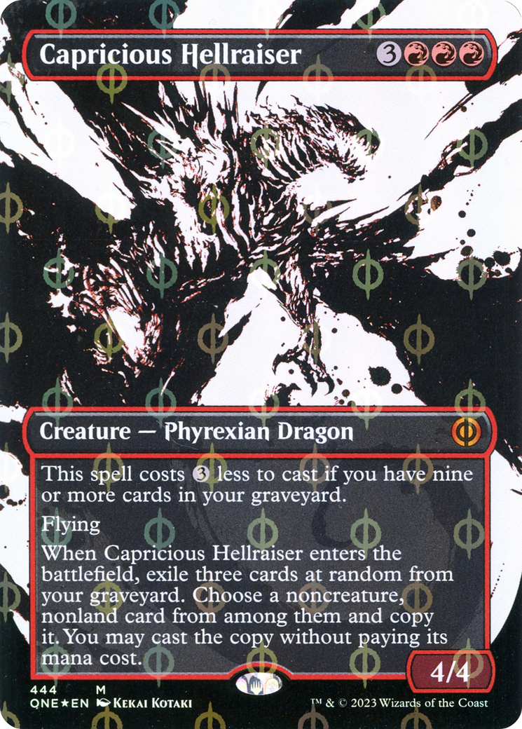 {R} Capricious Hellraiser (Borderless Ichor Step-and-Compleat Foil) [Phyrexia: All Will Be One][ONE 444]