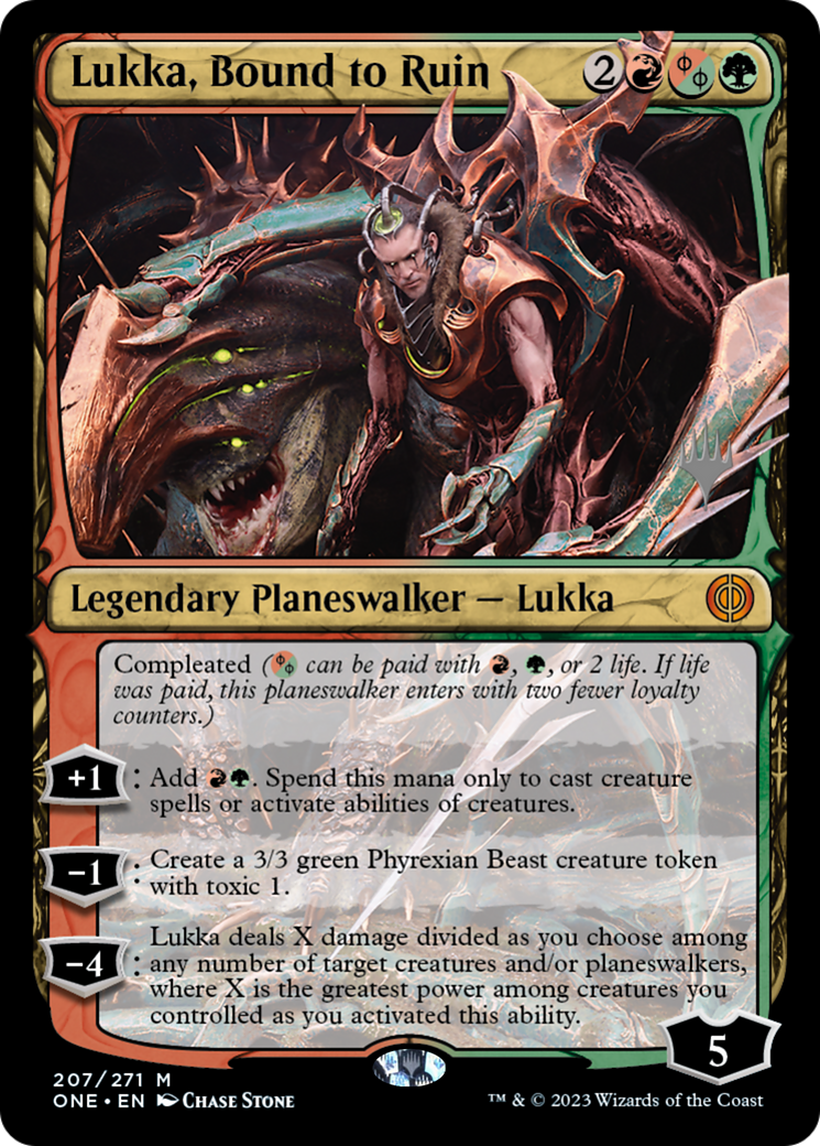 {R} Lukka, Bound to Ruin (Promo Pack) [Phyrexia: All Will Be One Promos][PP ONE 207]