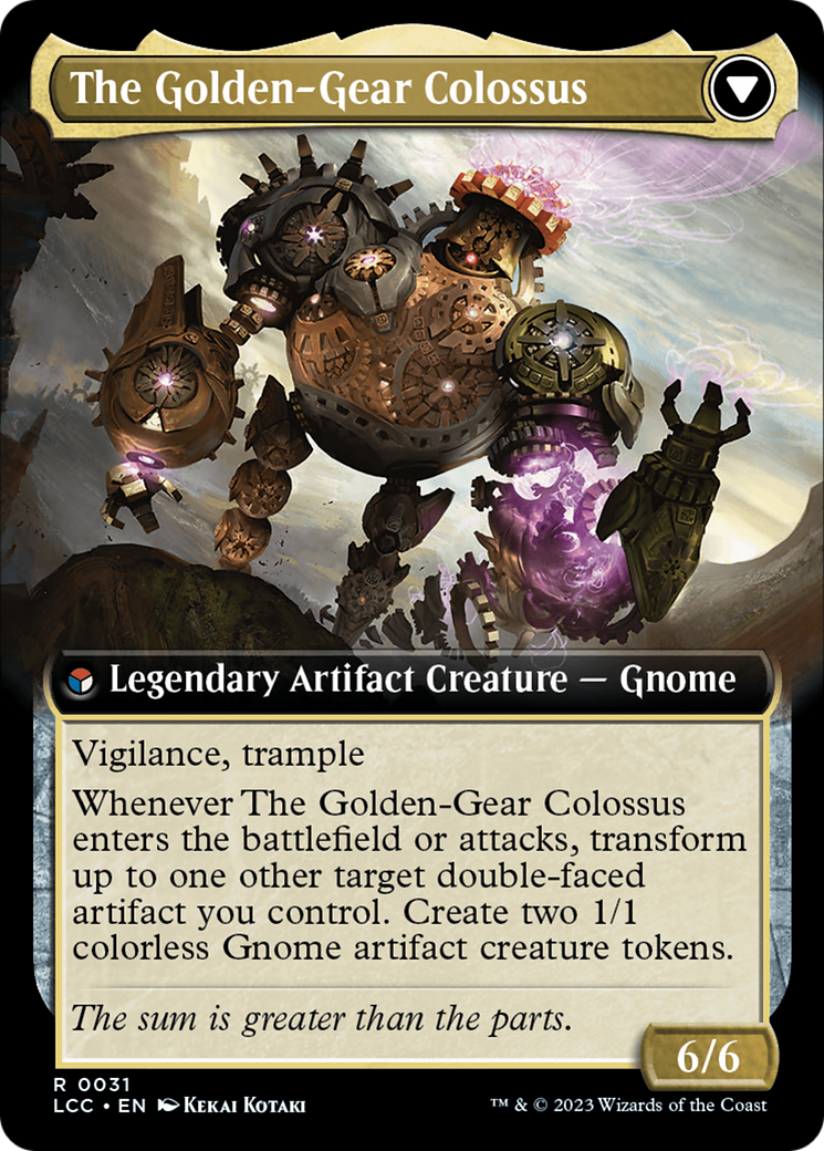 {R} Tetzin, Gnome Champion // The Golden-Gear Colossus (Extended Art) [The Lost Caverns of Ixalan Commander][LCC 031]
