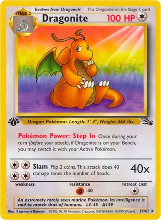 [PKM] Dragonite (19/62) [Fossil 1st Edition]