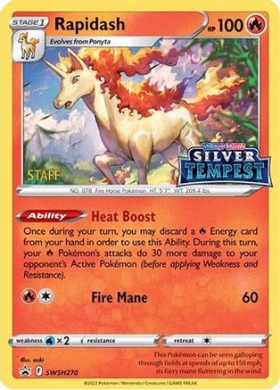 [PKM] Rapidash (SWSH270) (Prerelease) (Staff) [Sword & Shield: Black Star Promos]