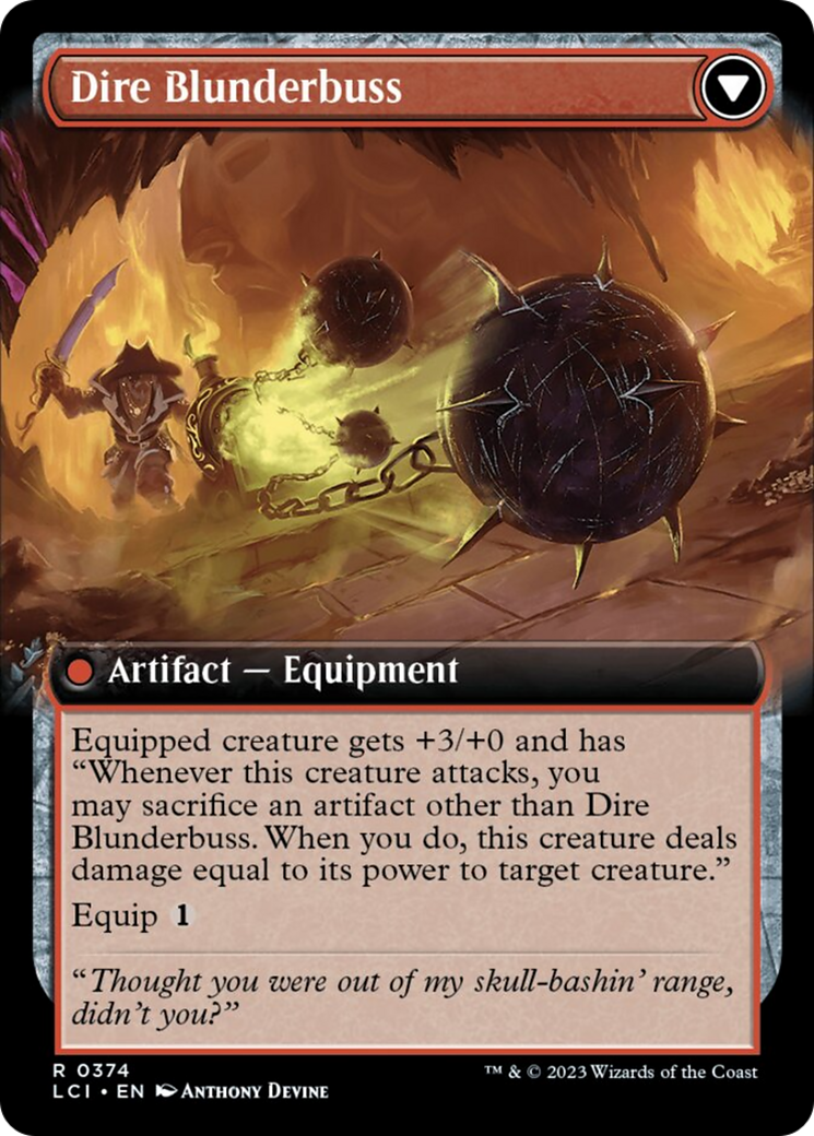 {@R} Dire Flail (Extended Art) [The Lost Caverns of Ixalan][LCI 374]
