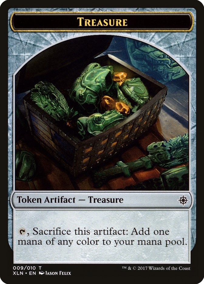{T} Dinosaur // Treasure (009) Double-sided Token [Ixalan Tokens][TXLN 005]
