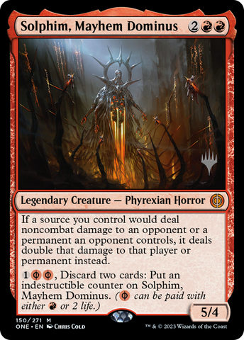 {R} Solphim, Mayhem Dominus (Promo Pack) [Phyrexia: All Will Be One Promos][PP ONE 150]