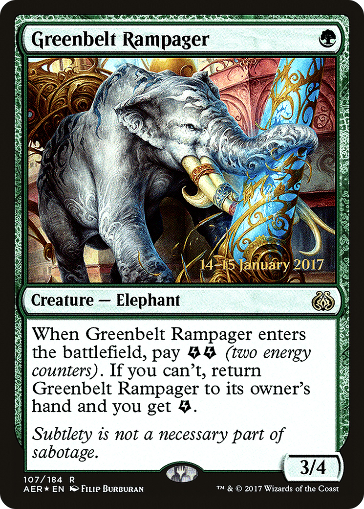 {R} Greenbelt Rampager [Aether Revolt Prerelease Promos][PR AER 107] - Misty Mountain Games