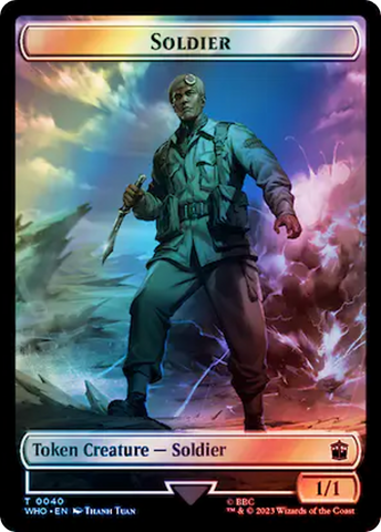 {T} Soldier // Beast Double-Sided Token (Surge Foil) [Doctor Who Tokens][TWHO 40//49]