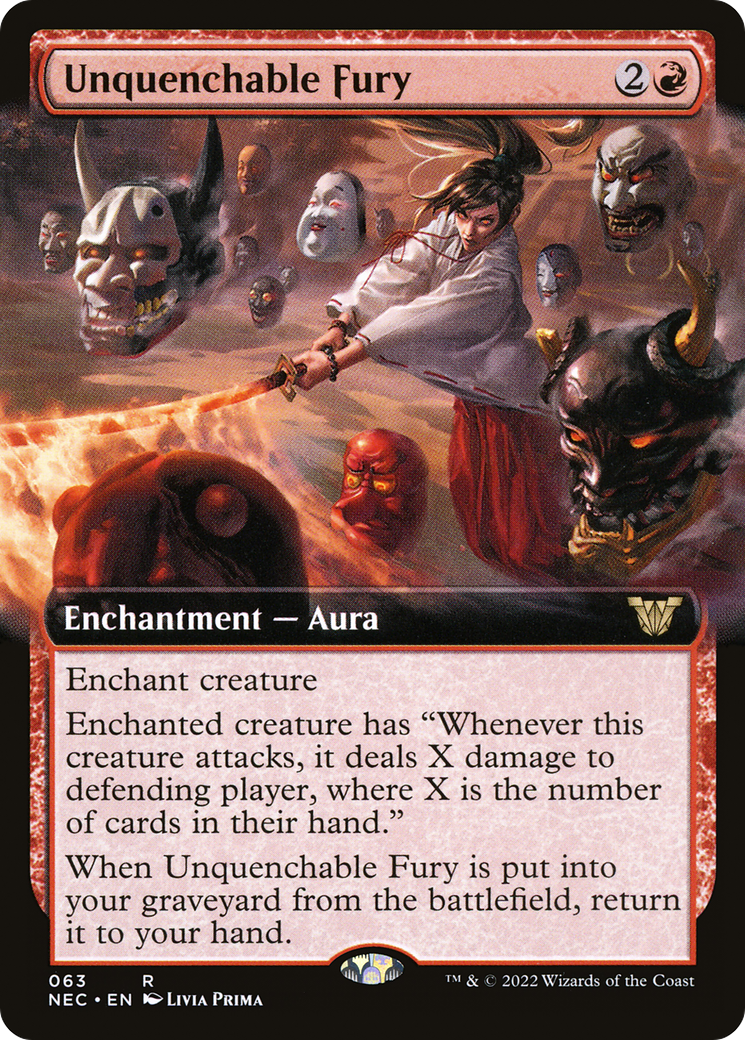 {R} Unquenchable Fury (Extended Art) [Kamigawa: Neon Dynasty Commander][NEC 063]