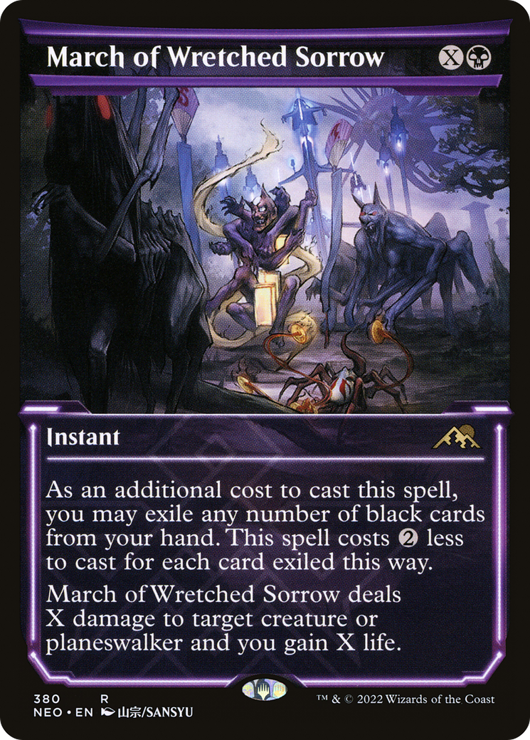 {R} March of Wretched Sorrow (Showcase Soft Glow) [Kamigawa: Neon Dynasty][NEO 380]