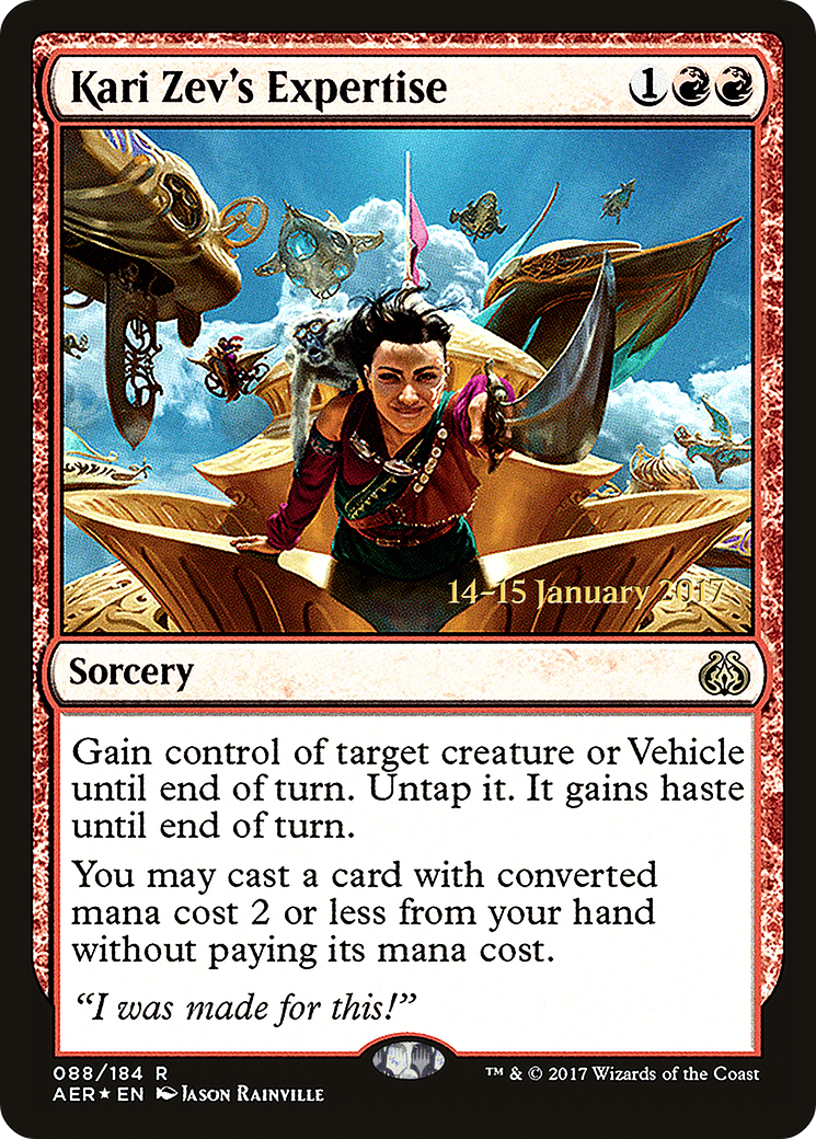 {R} Kari Zev's Expertise [Aether Revolt Prerelease Promos][PR AER 088]