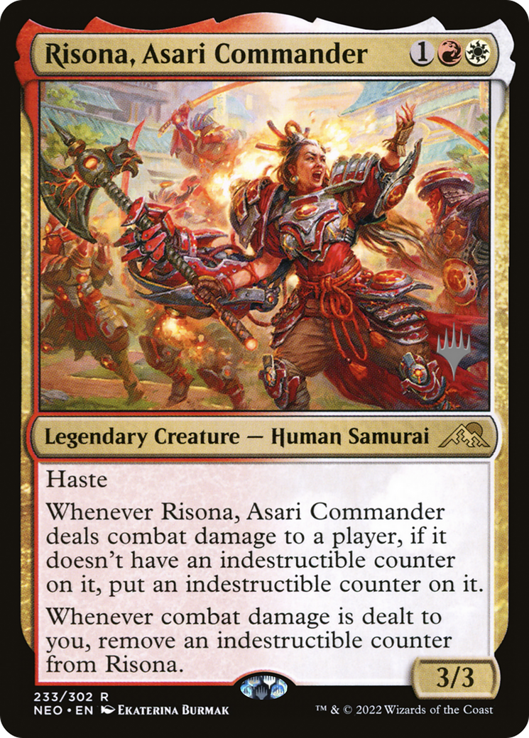 {R} Risona, Asari Commander (Promo Pack) [Kamigawa: Neon Dynasty Promos][PP NEO 233]