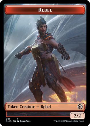 {T} Rebel // Goblin Double-Sided Token [Phyrexia: All Will Be One Commander][TONC 5//11]