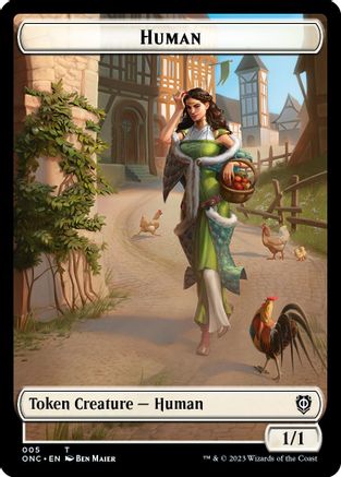 {T} Human // Spirit Double-Sided Token [Phyrexia: All Will Be One Commander][TONC 5//9]
