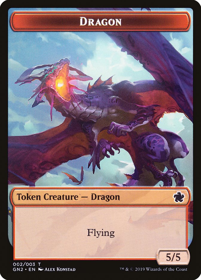 {T} Dragon // Dinosaur Double-Sided Token [Game Night 2019 Tokens][TGN2 002]