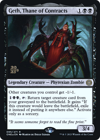{R} Geth, Thane of Contracts [Phyrexia: All Will Be One Prerelease Promos][PR ONE 095]