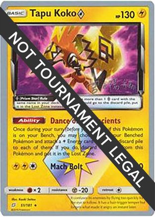 [WC PKM-R] Tapu Koko Prism Star (51/181) (Pikarom Judge - Haruki Miyamoto) [World Championships 2019]