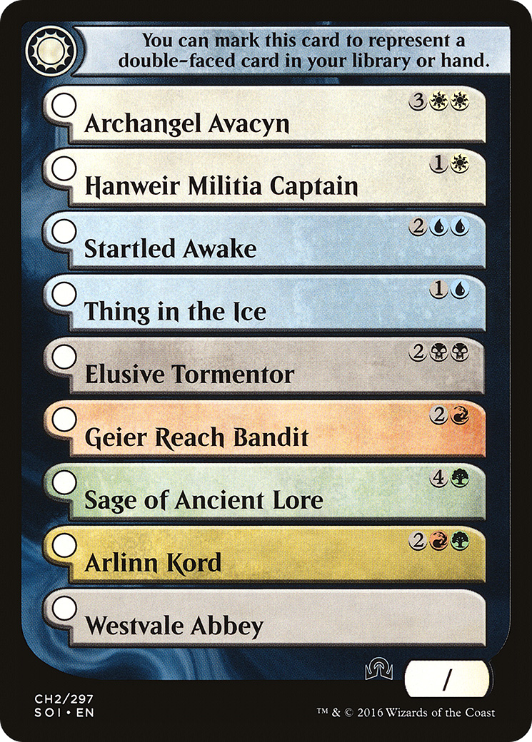 {T} Shadows Over Innistrad Checklist 2 [Shadows over Innistrad Tokens][TSOI CH2]