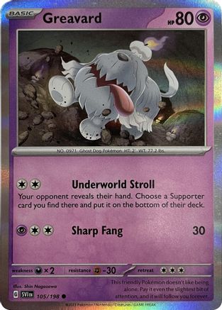 [PKM] Greavard (105/198) (Mirage Holo) [Scarlet & Violet: Base Set]
