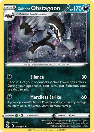 [PKM-R] Galarian Obstagoon (161/264) (Cosmos Holo) [Sword & Shield: Fusion Strike]
