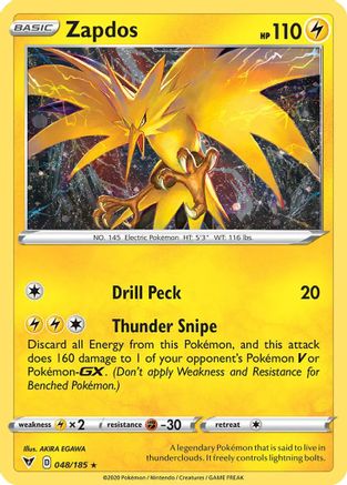 [PKM-R] Zapdos (048/185) (Cosmos Holo) [Sword & Shield: Vivid Voltage]