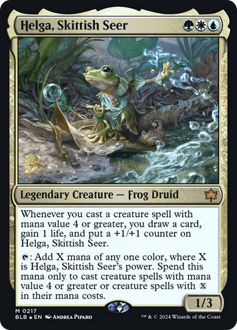 {@R} Helga, Skittish Seer [Bloomburrow Prerelease Promos][PR BLB 217]