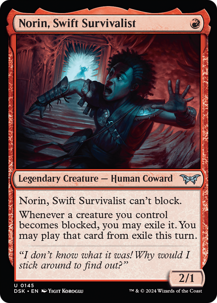 {@C} Norin, Swift Survivalist (0145) [Duskmourn: House of Horror][DSK 145]