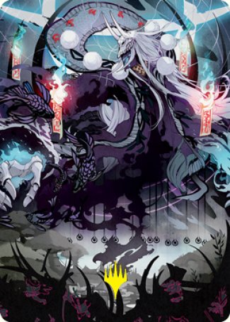 {A} Echo of Death's Wail Art Card (Gold-Stamped Signature) [Kamigawa: Neon Dynasty Art Series][GS ANEO 055]