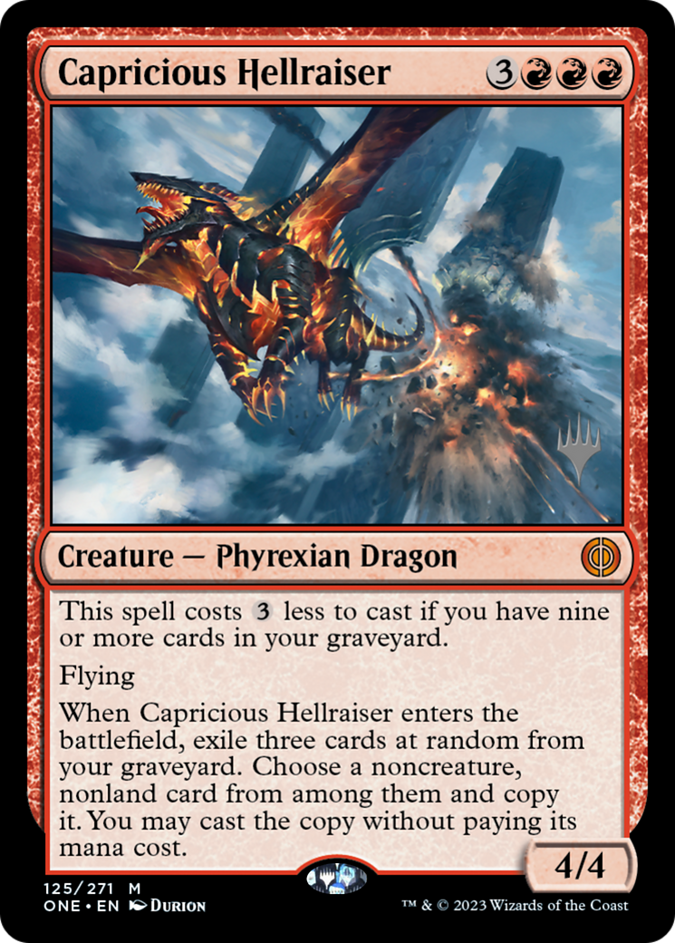 {R} Capricious Hellraiser (Promo Pack) [Phyrexia: All Will Be One Promos][PP ONE 125]