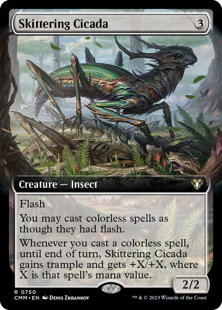 {R} Skittering Cicada (Extended Art) [Commander Masters][CMM 750]
