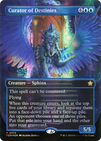 {@R} Curator of Destinies (Borderless) (Mana Foil) [Foundations][FDN 373]