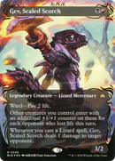 {@R} Gev, Scaled Scorch (Borderless) (Raised Foil) [Bloomburrow][BLB 349]