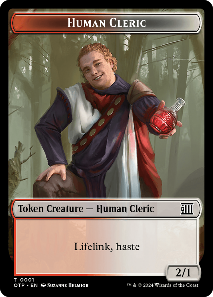 {T} Human Cleric // Plot Double-Sided Token [Outlaws of Thunder Junction: Breaking News Tokens][TOTP 1//20]