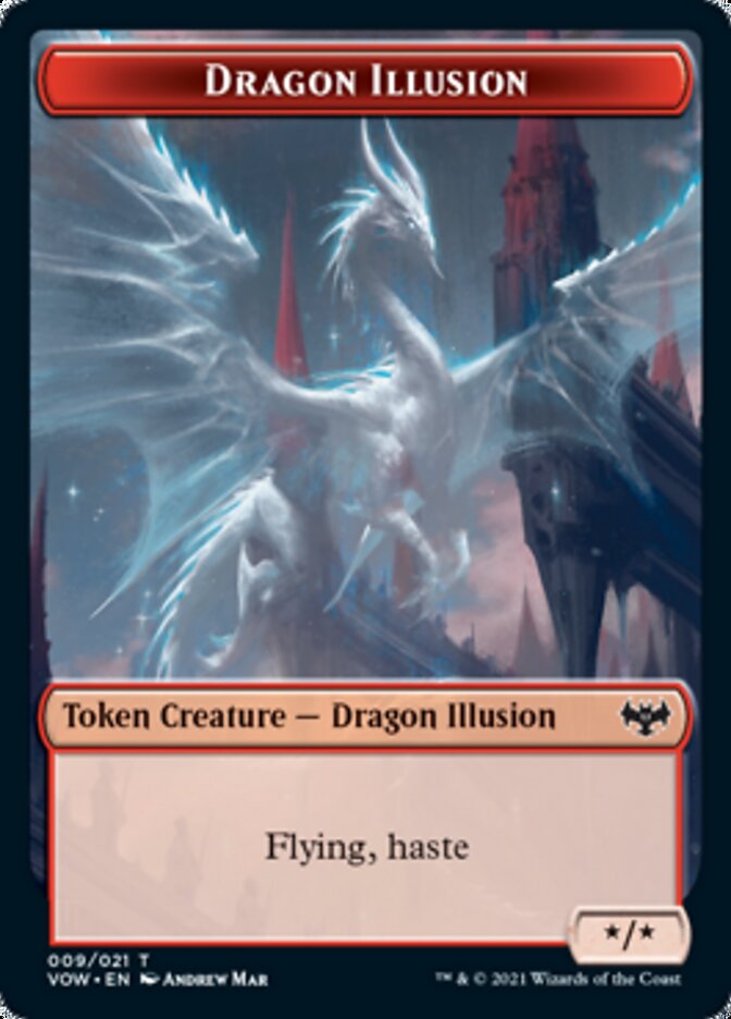 {T} Blood // Dragon Illusion Double-sided Token [Innistrad: Crimson Vow Tokens][TVOW 017]